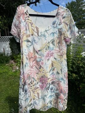Elena Baldi - made in Italy Women's Floral Short-Sleeve Scoop Neck Tunic